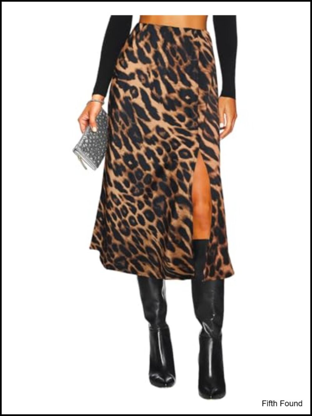 High Waisted Satin Midi Skirt Slit A-Line Silk Skirt